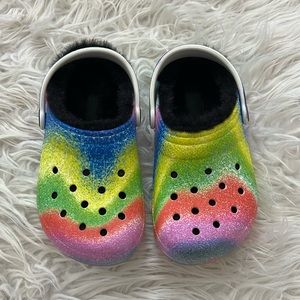 Kids rainbow crocs